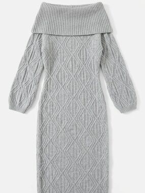 Missguided warm grey knitted maxi dress, size L